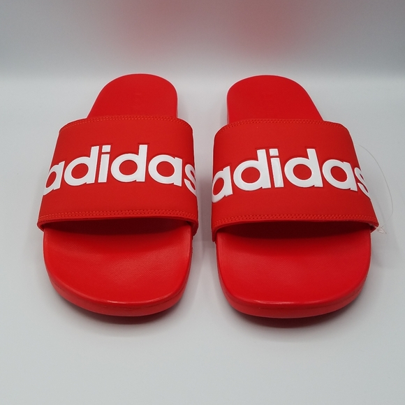 NEW Adidas Comfort Slides Red/White - Picture 3 of 9